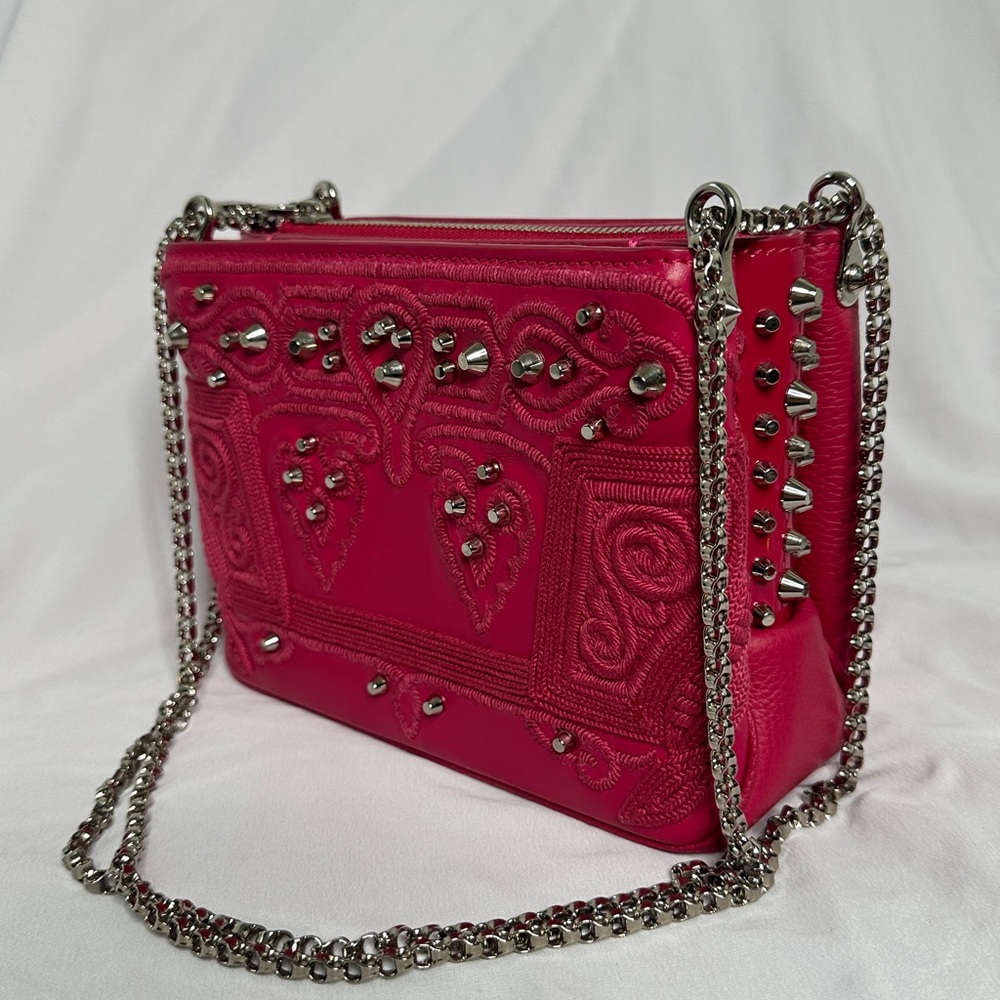 Christian Louboutin calfskin Pink studded  Shoulder Bag